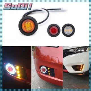 Suqi หลอดไฟหรี่ Led 3 ดวง 12V 24V กันน้ํา ทนทาน สีขาว สีแดง สีเหลือง สําหรับติดรถยนต์ 10 ชิ้น