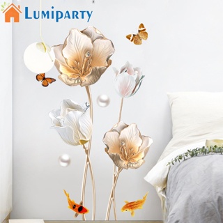 Lumiparty สติกเกอร์วอลเปเปอร์ ลายดอกทิวลิป 3d มีกาวในตัว กันน้ํา สําหรับติดตกแต่งผนังห้องนอน