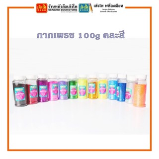 กากเพชร แบบละเอียด คละสี บรรจุขนาด 100 กรัม / ขวด