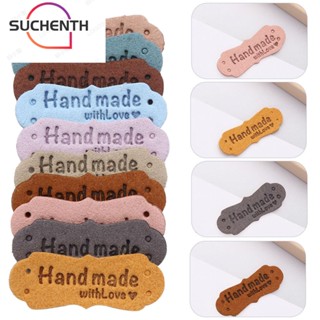 Suchenth 20 ชิ้น ป้ายเสื้อผ้า DIY อุปกรณ์เย็บผ้า หนัง PU ป้าย