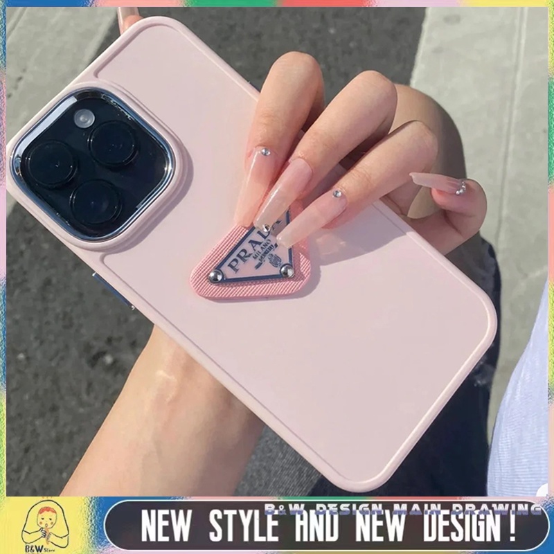 เคสโทรศัพท์มือถือนิ่ม ป้องกันกล้อง เต็มเครื่อง ลายฉลาก 3D สีชมพู สําหรับ iPhone 15ProMax 15Pro 15 14 13 12 11ProMax XR IX