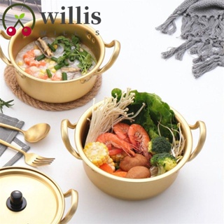 Willis หม้อราเมน ก๋วยเตี๋ยว ไข่นม ซุป พร้อมฝาปิด อลูมิเนียม เครื่องมือห้องครัว หม้อซุป สีทอง