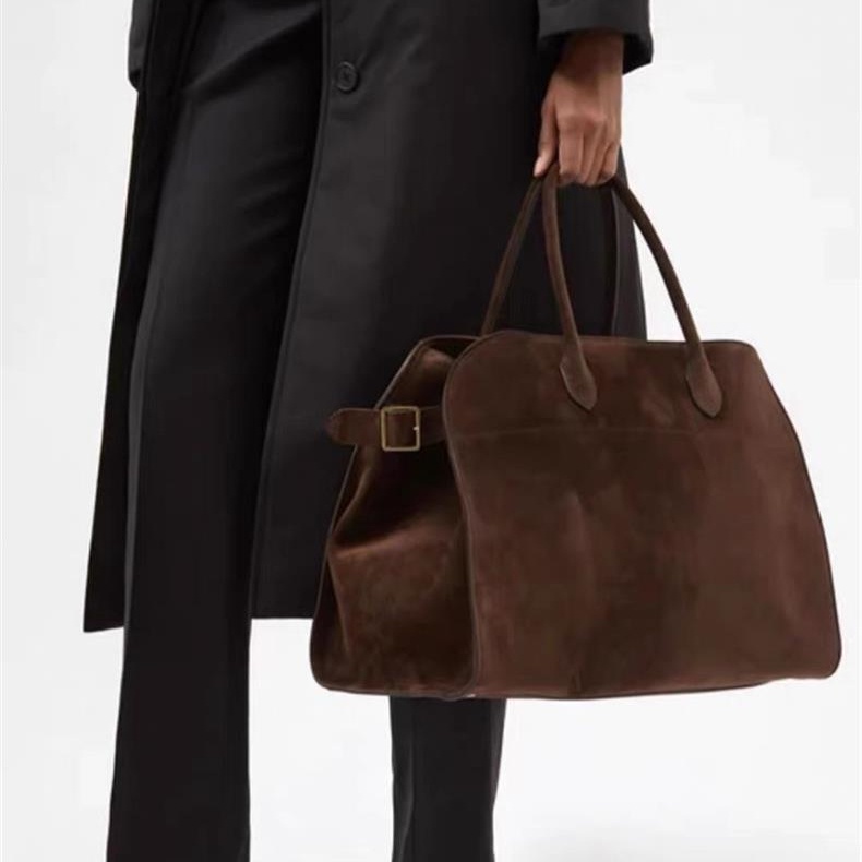 The Row Margaux15 กระเป๋าถือ หนังแท้ แบบนิ่ม ขนาดใหญ่ จุของได้เยอะ แฟชั่นฤดูใบไม้ร่วง และฤดูหนาว สไตล์เรโทร สําหรับสตรี