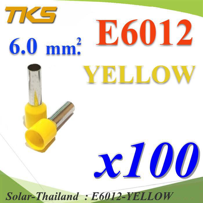 หางปลากลม คอร์ดเอ็น แบบมีฉนวน สำหรับสายไฟ ขนาด 6.0 Sq.mm (สีเหลือง แพค 100 ชิ้น) รุ่น E6012-YELLOW