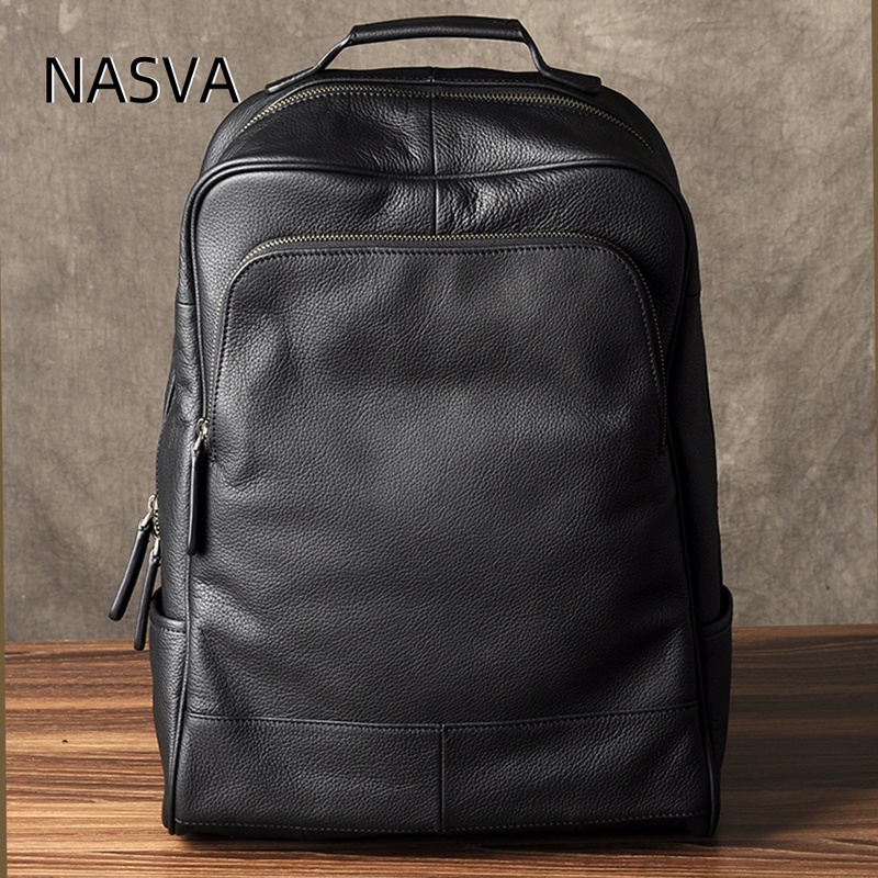 นาสวา กระเป๋าเป้สะพายหลังผู้ชายหนังแท้ชั้นแรก หนังวัว เดินทางกระเป๋าเป้สะพายหลังกระเป๋านักเรียนเวอร์ชั่นเกาหลีธุรกิ