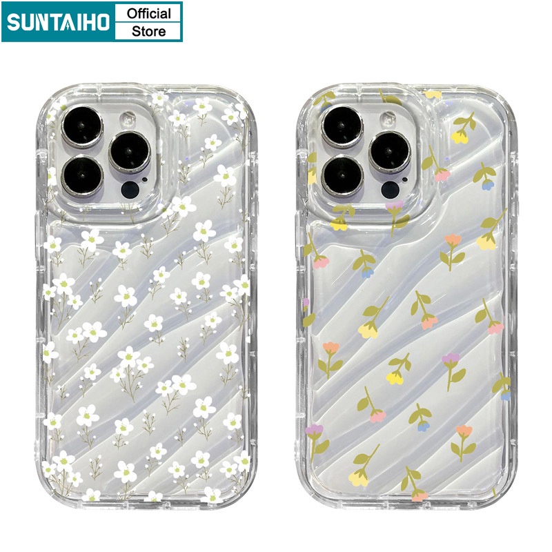 Suntaiho เคสไอโฟน เคสโทรศัพท์มือถือแบบนิ่ม TPU ใส กันกระแทก ลายดอกไม้ เรียบง่าย แฟชั่น สําหรับ Iphone 11 12 13 14 15 Pro Max IP 7 8 Plus Iphon X Xs XR Xs Max