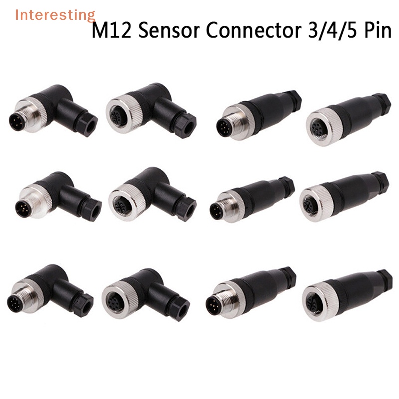 [Interesting] ปลั๊กเซนเซอร์เชื่อมต่อ M12 3 4 5 pin ตัวผู้ ตัวเมีย มุมขวา 1 ชิ้น
