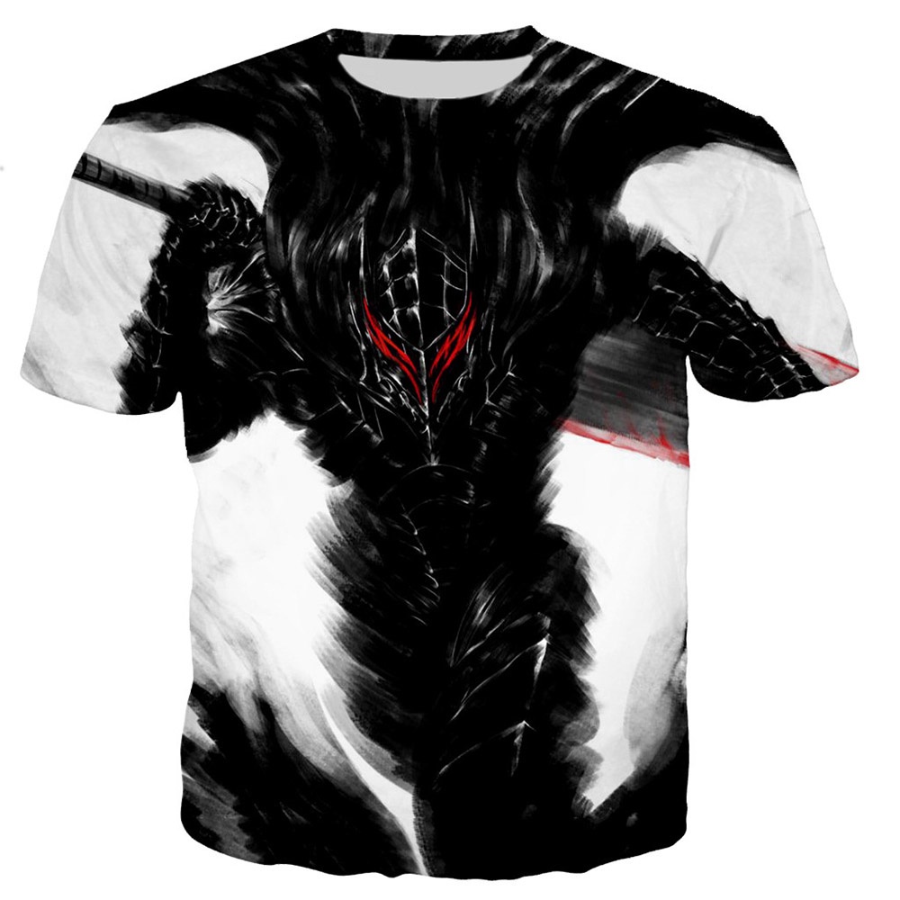เสื้อยืดแขนสั้น พิมพ์ลายการ์ตูนอนิเมะ Berserk 3 มิติ ขนาดใหญ่ แฟชั่นฤดูร้อน สําหรับผู้ชาย และผู้หญิง