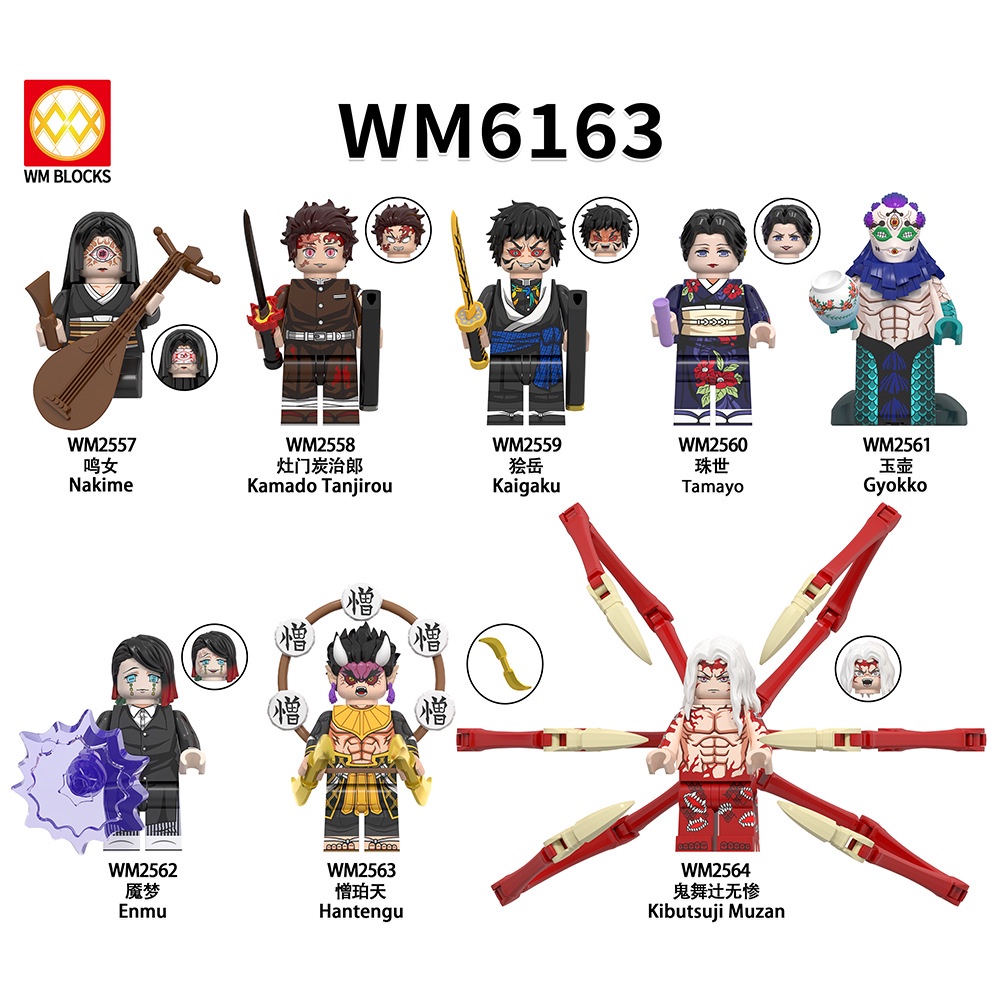 ฟิกเกอร์ Demon Slayer Kamado tanjirou Kaigaku Tamayo Gyokko hantengu ขนาดเล็ก ของเล่นสําหรับเด็ก WM6163