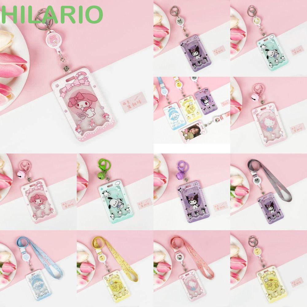 Hilario กระเป๋าใส่บัตร ลายการ์ตูนแมว Kuromi แบบพกพา พร้อมพวงกุญแจ และที่ใส่บัตรรถบัส Cinnamoroll