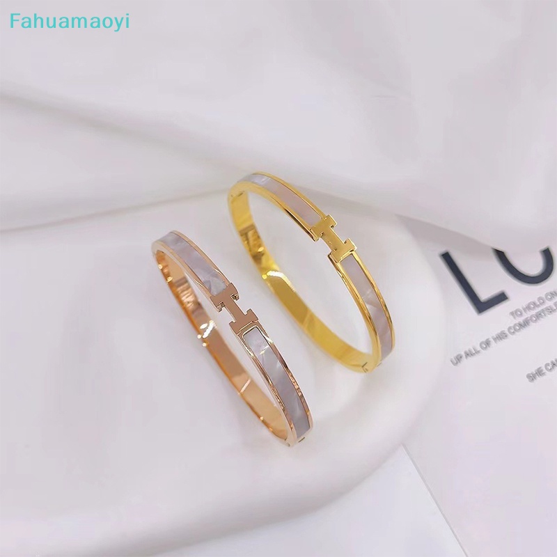 <Fahuamaoyi> สร้อยข้อมือ กําไลข้อมือ เหล็กไทเทเนียม จี้ตัวอักษร H สไตล์เกาหลี เรียบง่าย เครื่องประดับ สําหรับผู้หญิง ของขวัญลดราคา