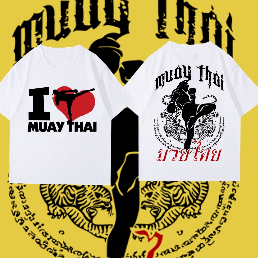 เสื้อมวยไทย I Love Muaythai Cotton แขนสั้นพิมพ์ลาย