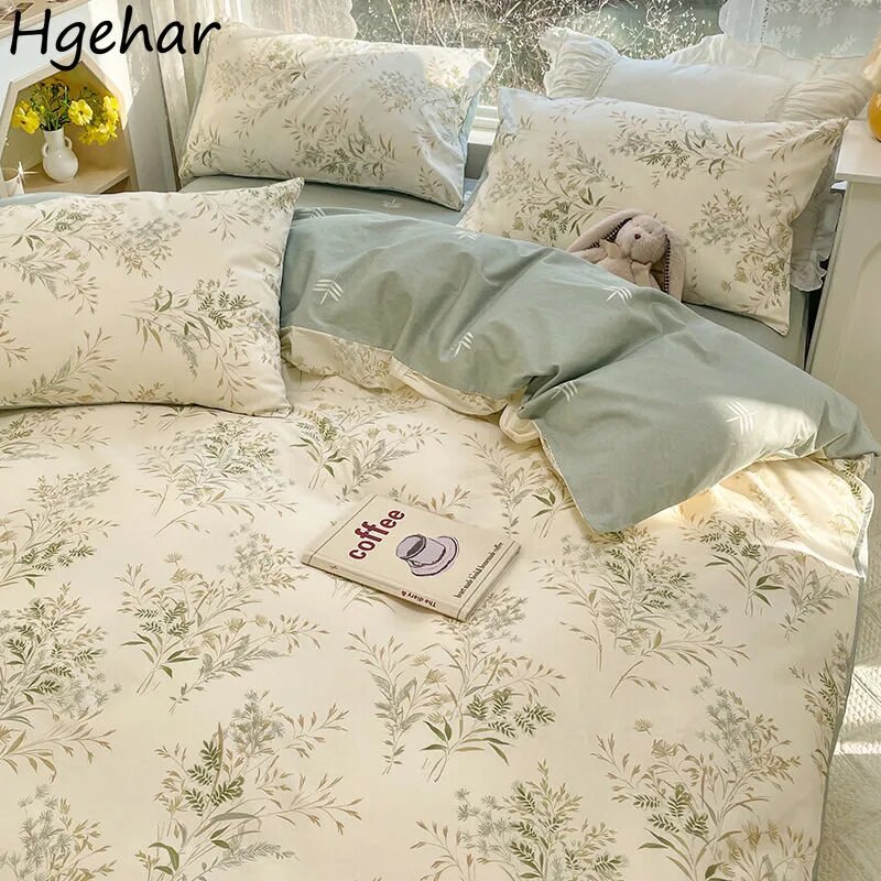 Floral Bed Duvet Covers Breathable Pastoral Four Seasons Polyester Quilt Cover King Queen Size Bedro