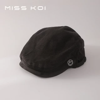MISSKOI Retro ไปข้างหน้าหมวกหญิงเกาหลีรุ่น All-Match หัวใหญ่เส้นรอบวง Newsboy จิตรกรหมวก Peaked หมวก Influencer แสดงใบหน้าขนาดเล็ก Beret T
