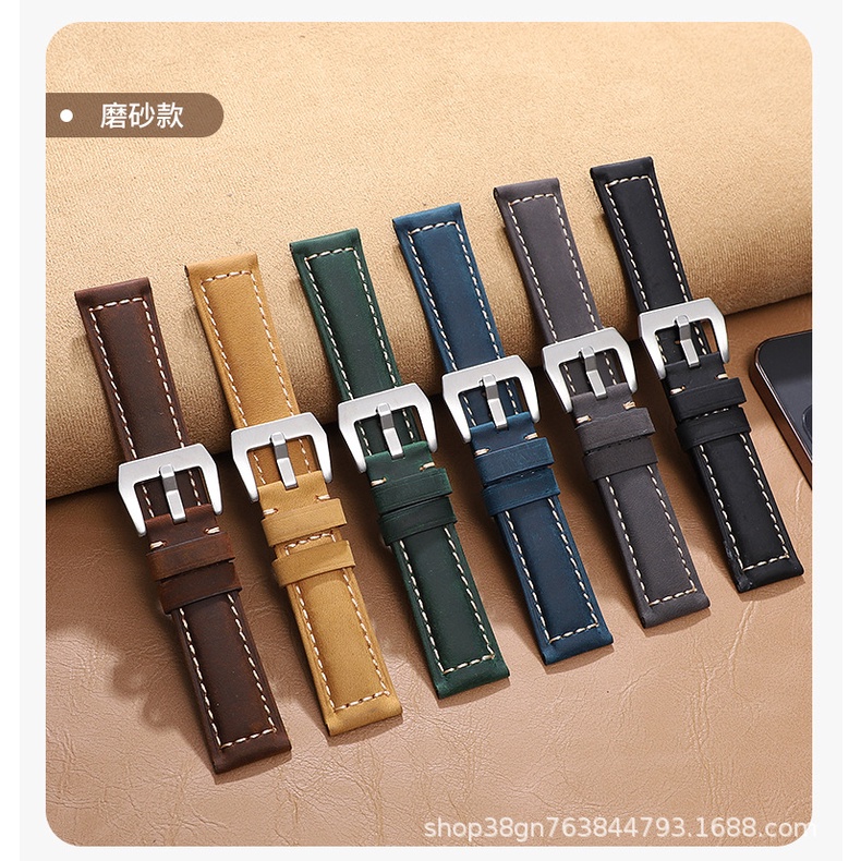 สายนาฬิกาข้อมือ สายหนังวัวแท้ เนื้อแมตต์ สไตล์วินเทจ สําหรับ Panerai 20 มม. 22 มม. 24 มม. 26 มม.