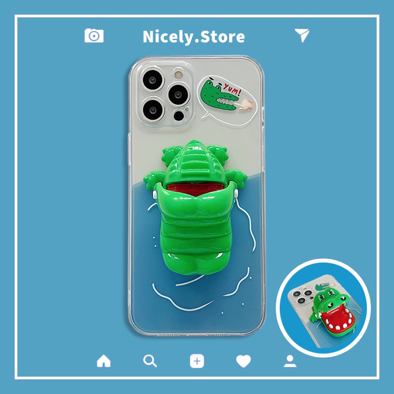 เคสโทรศัพท์มือถือ TPU กันฝุ่น ลายหนังจระเข้กัดนิ้วมือ 3D สร้างสรรค์ สําหรับ iPhone 15 14 Plus 13 12 11 Pro Max Xs Xr X 8 7