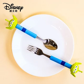 ดิสนีย์ดิสนีย์เด็กบนโต๊ะอาหารเบสสามตาเด็กชายสแตนเลสช้อนส้อมครัวเรือนช้อนรับประทานอาหารส้อมสร้างสรรค์การ์ตูนน่ารักเด็กบนโต๊ะอาหา