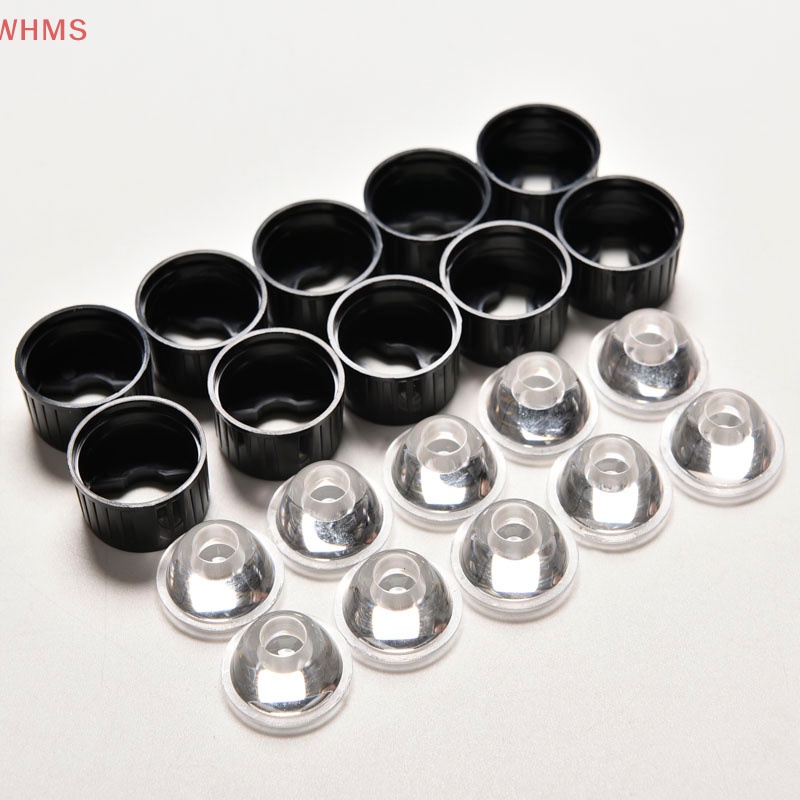 (WHMS) เลนส์ไฟ LED 120 องศา พลังงานสูง 1W 3W พร้อมสกรู 20 มม. สีดํา 10 ชิ้น