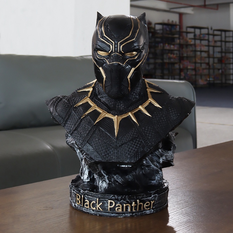 Avengers Black Panther Bust Large Model Hand-Made Marvel Resin Statue Home Desktop Decoration