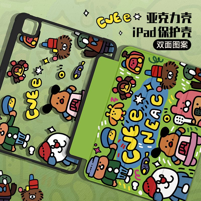 ชาร์จปากกาได้ เคสiPad Air5 Gen9 10.2 ลายการ์ตูน Case ipad วาดรูป ​ช่องใส่ปากกาขวา Acrylic เคส ipad Pro11 2021 gen10 gen8 สําหรับ iPad Air 5 4 10.9 Pro 11 10th 9th 8th Gen 7th 10.2 Mini 6 6th 5th 9.7