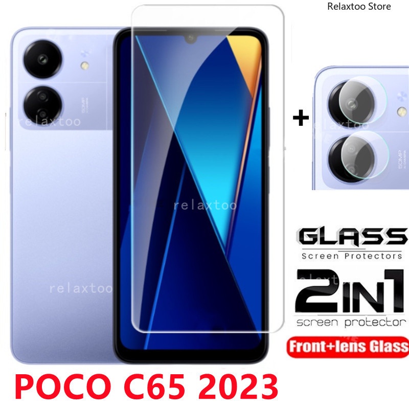 2IN1 Full Screen Protector For POCO C75 C65 C 75 C 65 POCOC75 POCOC65 X6 M6 Pro X6Pro M6Pro 5G 4G Full Transparent HD Tempered Glass Phone Front Film Camera Lens Screen Protector Back Lens Glass Film
