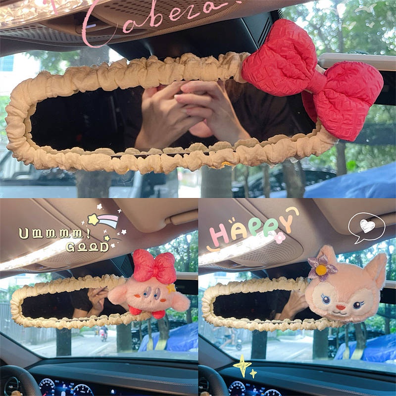 Car Small Ornaments Car Interior Decoration Screen Protective Cover Female Rearview Mirror Cover Ele