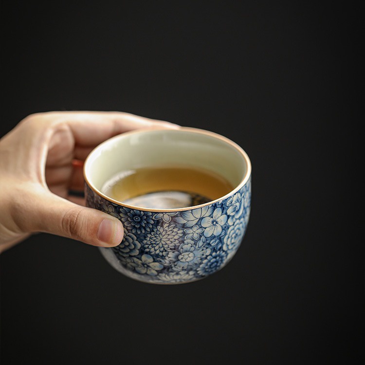 Jingdezhen ชุดถ้วยชาจีนโบราณ ขนาดใหญ่ จุของได้เยอะ สีฟ้า สีขาว สําหรับครัวเรือน [A332]