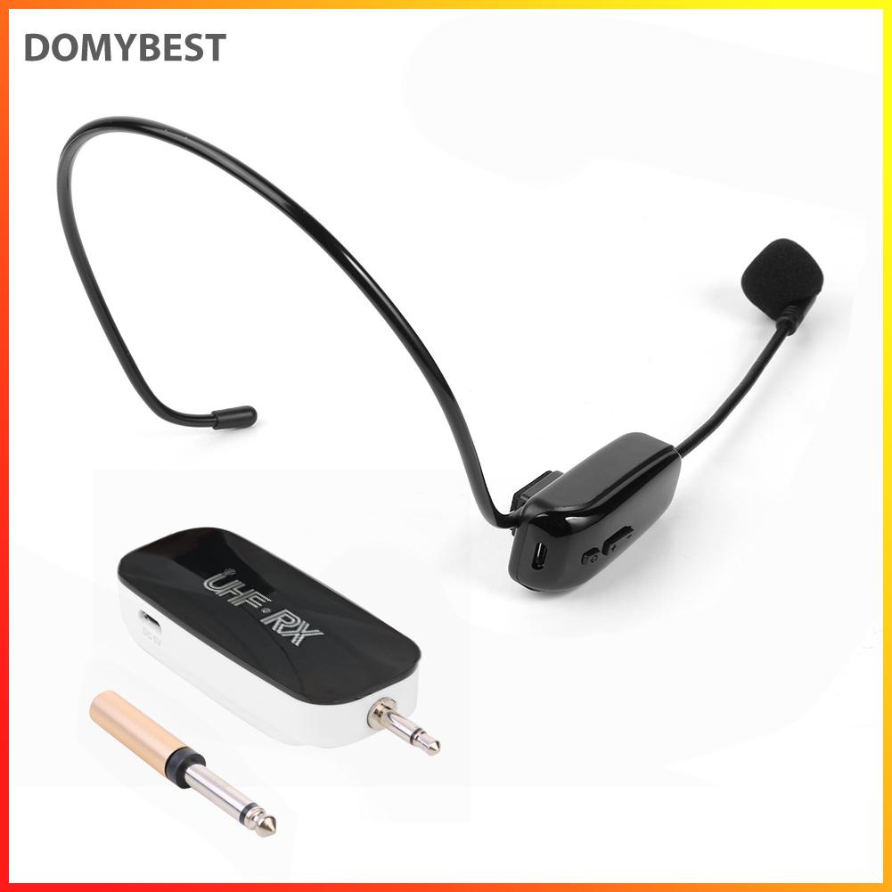 Domybest HX-W006 UHF ชุดหูฟังไมโครโฟนไร้สาย FM 630-696 MHz สําหรับลําโพง การสอน