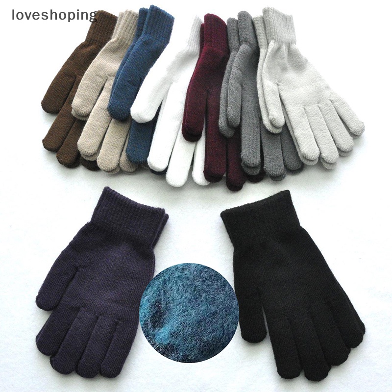 [loveshoping] ถุงมือผ้าถัก แบบหนา สีพื้น ให้ความอบอุ่น เหมาะกับฤดูหนาว และฤดูใบไม้ร่วง สําหรับผู้หญิง และผู้ชาย