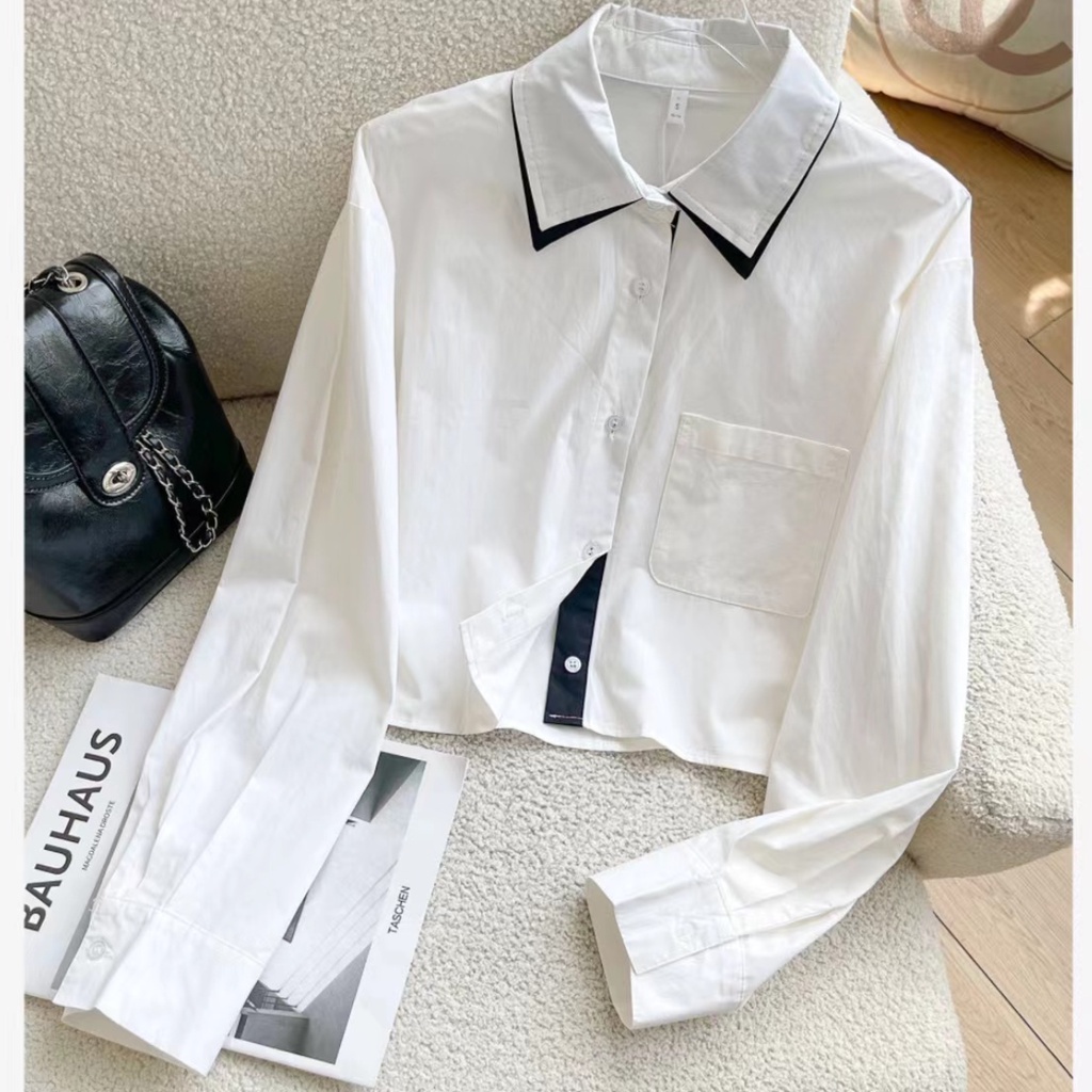 Bh เสื้อโปโล แขนยาว ทรงหลวม สไตล์เกาหลี สําหรับผู้หญิง