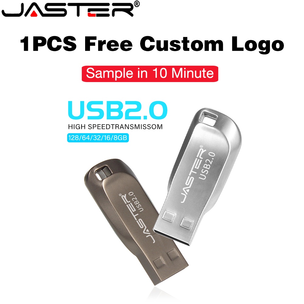 Jaster แฟลชไดรฟ์ USB โลหะ 128GB 1 ชิ้น ฟรีโลโก้ปากกา 64GB