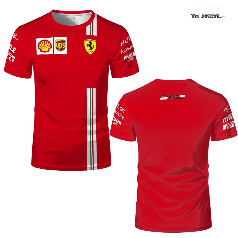 F1 ใหม่ เสื้อยืดแขนสั้น พิมพ์ลาย Ferrari TeamSports 3D แฟชั่นฤดูร้อน สําหรับผู้ชาย 2024