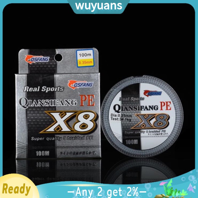 Wuyuans สายเบ็ดตกปลา PE 8 ถักเปีย 100 ม. 0.6#-10# แข็งแรงสูง ป้องกันการกัด