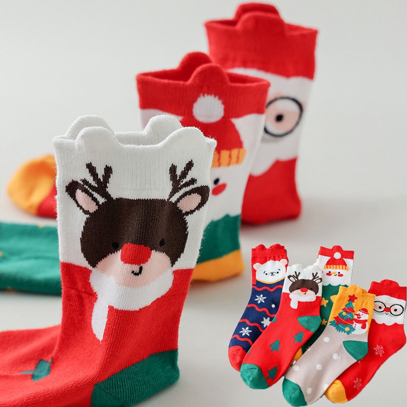 ถุงเท้ายาว ลายซานตาคลอส กวาง เกล็ดหิมะ น่ารัก สามมิติ สําหรับคู่รัก คริสต์มาส