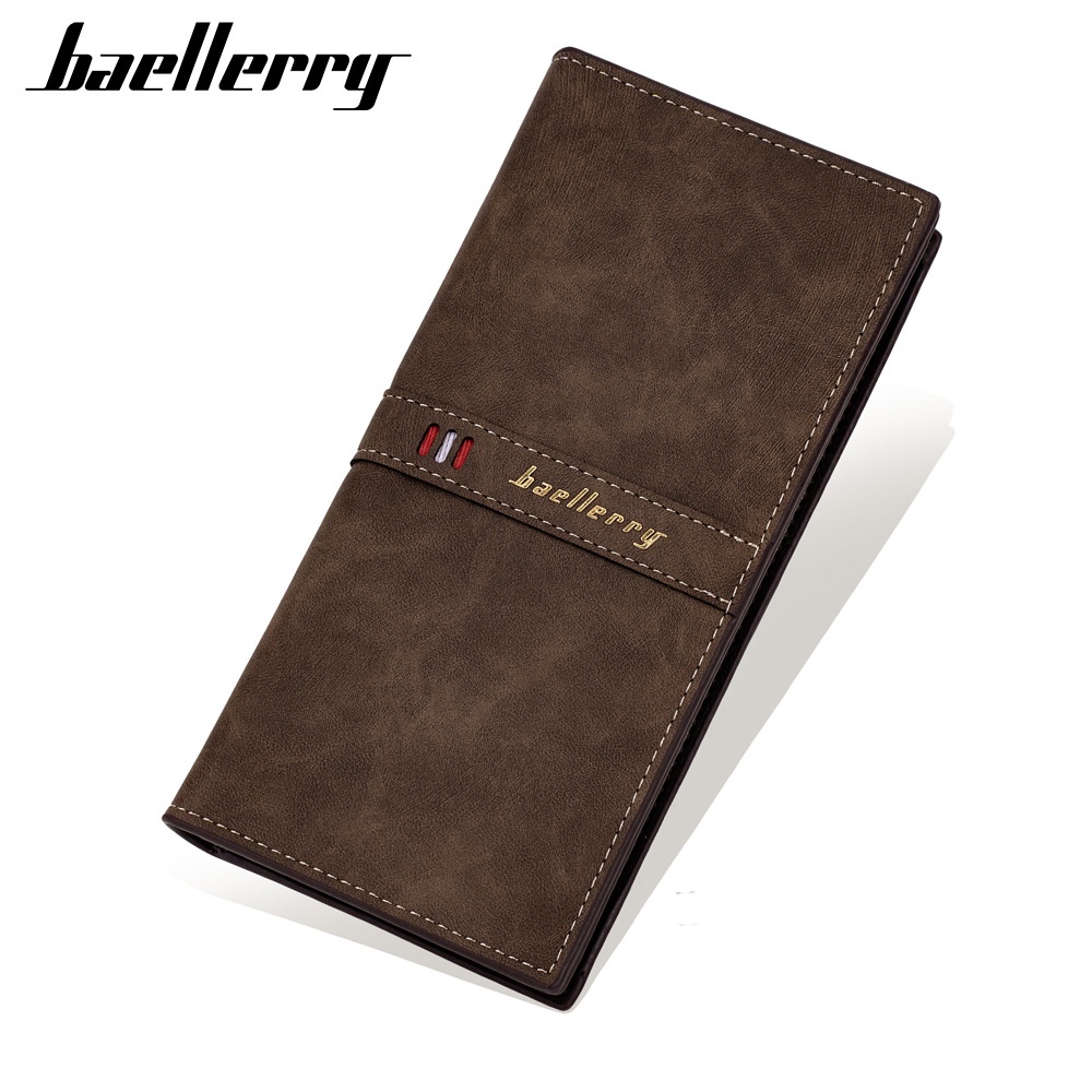 Baellerry's ใหม่ กระเป๋าสตางค์หนัง ใบยาว มีซิป ใส่บัตรได้หลายใบ สไตล์นักธุรกิจ สําหรับผู้ชาย