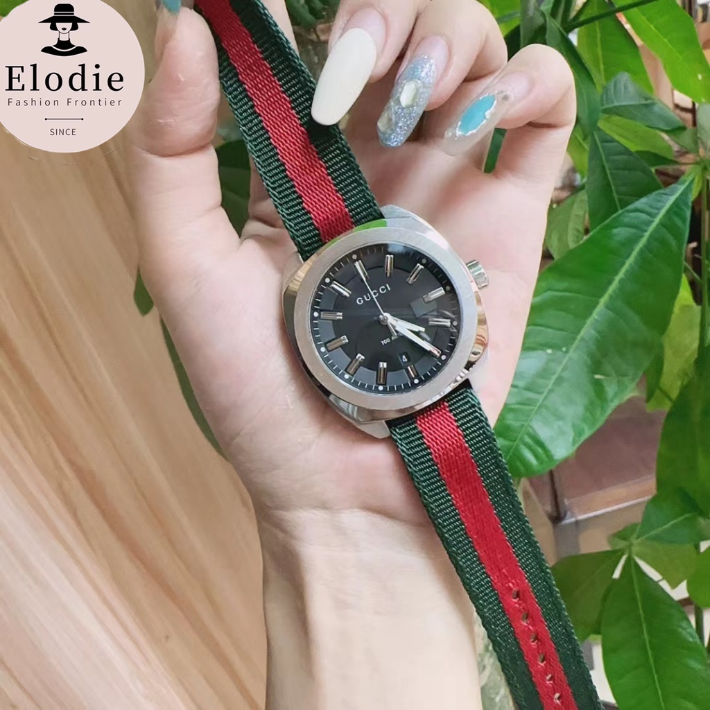 กุชชี่ นาฬิกา Gucci GG2570 series สายไนลอน 4CM หน้าปัดสีดำ