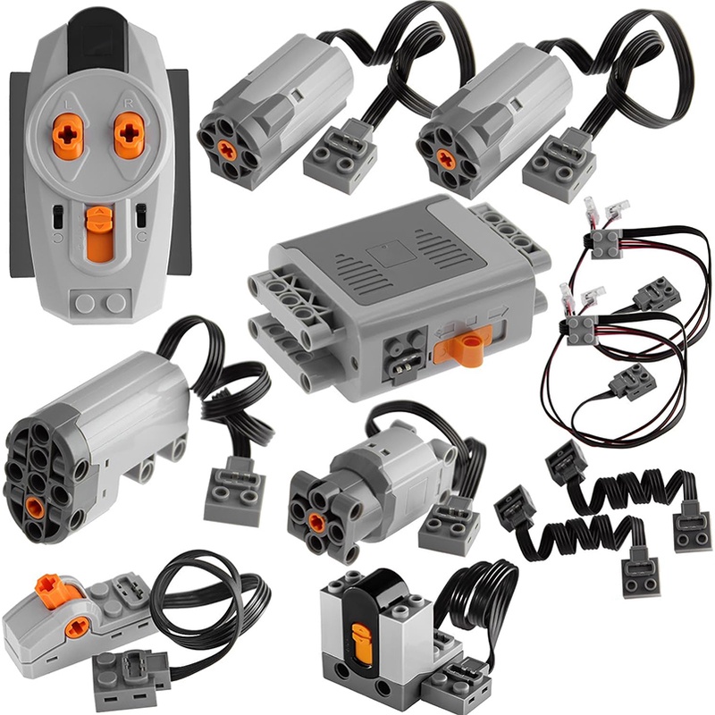 ชุดมอเตอร์เทคนิค พร้อมตัวรับสัญญาณมอเตอร์ รีโมตคอนโทรล กล่องแบตเตอรี่ สวิตช์ไฟ สายเคเบิล เข้ากันได้กับบล็อกตัวต่อ เทคนิค MOC