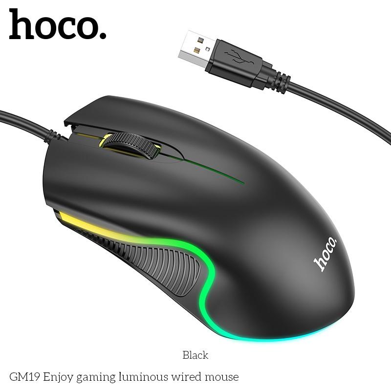 Hoco GM19 เมาส์เกมมิ่ง เมาส์RGB DPI 1000 เซนเซอร์แม่นยำ สายยาว1.4เมตร เมาส์ออปติคอล