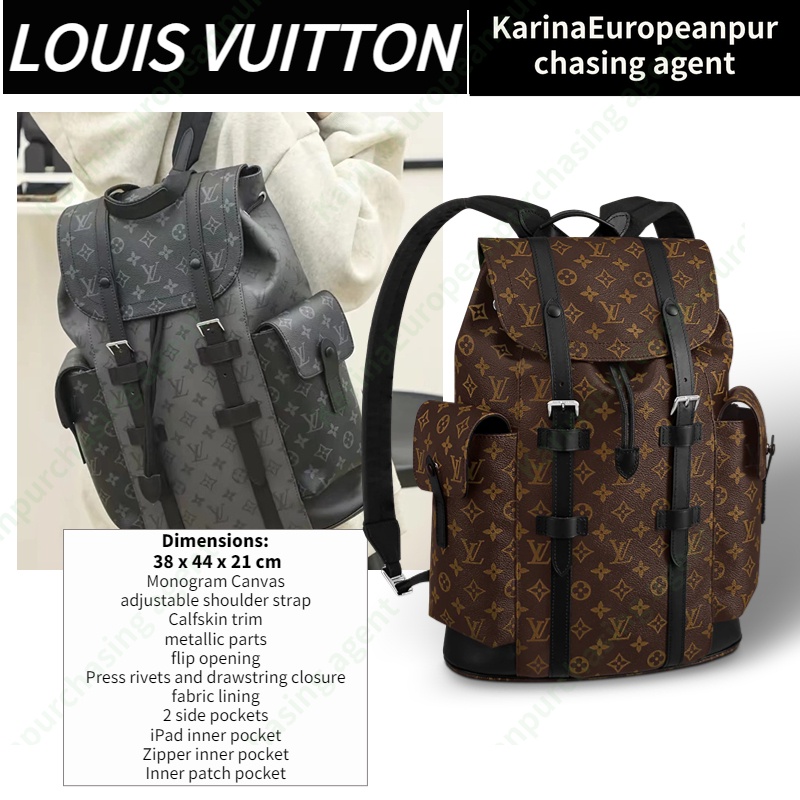 หลุยส์ วิตตองLouis Vuitton Christopher Men/Backpacks ชายและหญิง/สไตล์เดียวกัน/กระเป๋าหลุยวิตตอง/เป้/กระเป๋าเดินทาง/