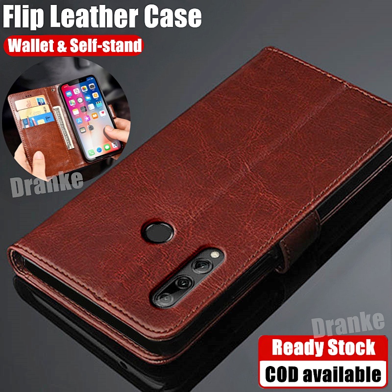 สําหรับ Huawei Nova 4 VCE-L22 พรีเมี่ยมหนัง Flip Folio กระเป๋าสตางค์พร้อมผู้ถือบัตร Self-stand ฝาครอ