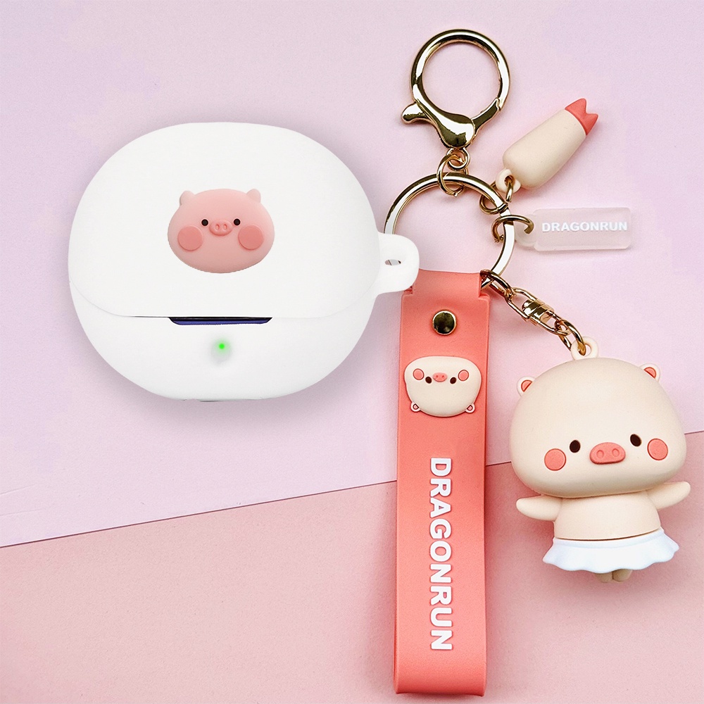 For SoundPeats Clear Case Cartoon Panda Keychain Pendant SoundPeats Clear Silicone Soft Case Cute Pi