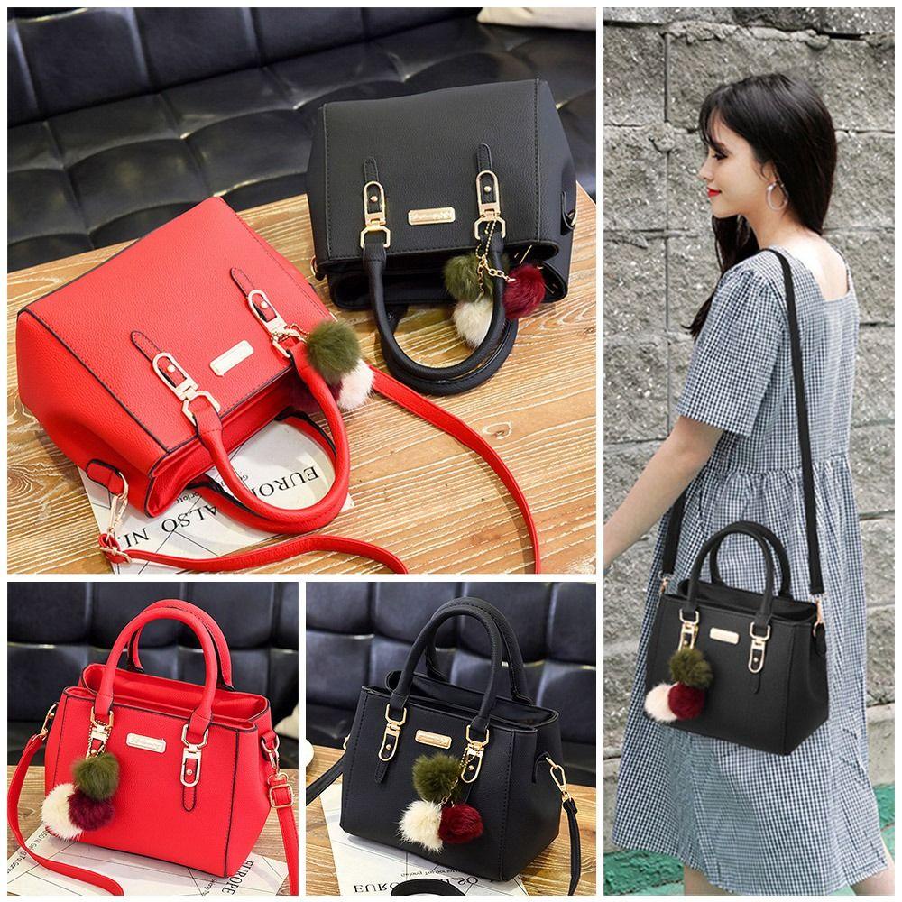 Witakey กระเป๋าสะพายข้าง หนัง PU ลายนูน พร้อมจี้ กระเป๋าสะพายไหล่ กระเป๋าถือ สีพื้น แฟชั่นสําหรับสตรี ความจุขนาดใหญ่