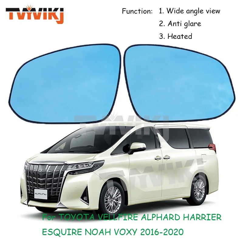 Ly เลนส์กระจกมองหลัง มุมกว้าง สีฟ้า สําหรับ TOYOTA VELLFIRE ALPHARD HARRIER ESQUIRE NOAH VOXY 2016-2020 5HAU 1 คู่