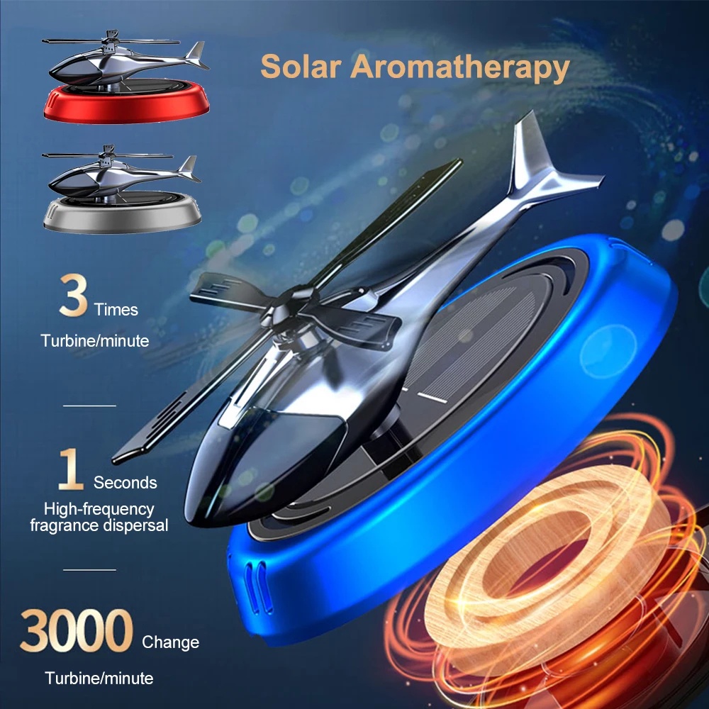 พลังงานแสงอาทิตย์น้ำหอมรถ Air Freshener เฮลิคอปเตอร์พลังงานแสงอาทิตย์ใบพัดหมุน Aroma Diffuser Auto ตกแต่งภายในน้ำมันหอมระเหย