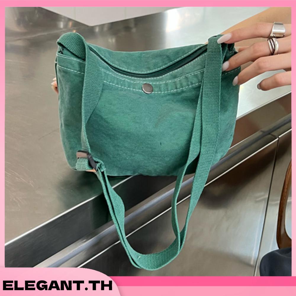 🚚สต็อกพร้อมในกรุงเทพ🚚 กระเป๋าสะพายไหล่ลําลอง ผ้าแคนวาส ขนาดเล็ก แต่งซิป สามารถปรับได้ แฟชั่นเรโทร สําหรับสตรี - รูปที่ 5