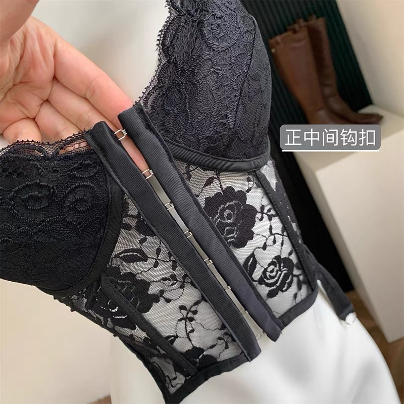 เสื้อสายเดี่ยว ผ้าลูกไม้โครเชต์ ปักลายก้างปลา สําหรับผู้หญิง - รูปที่ 2