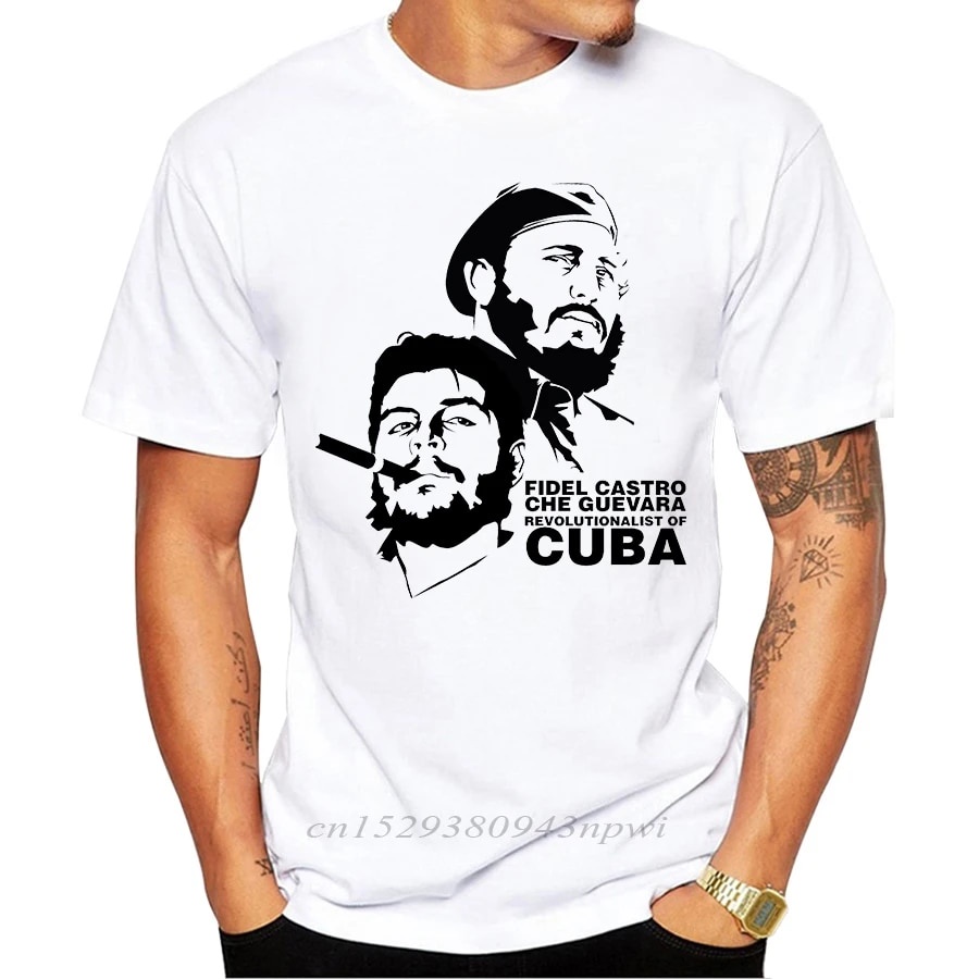 แฟชั่นใหม่สำหรับผู้ชาย Che Guevara และ Fidel Castro เสื้อยืดพิมพ์ลายแขนสั้น ออกแบบคล่องตัวและสวมใส่ง
