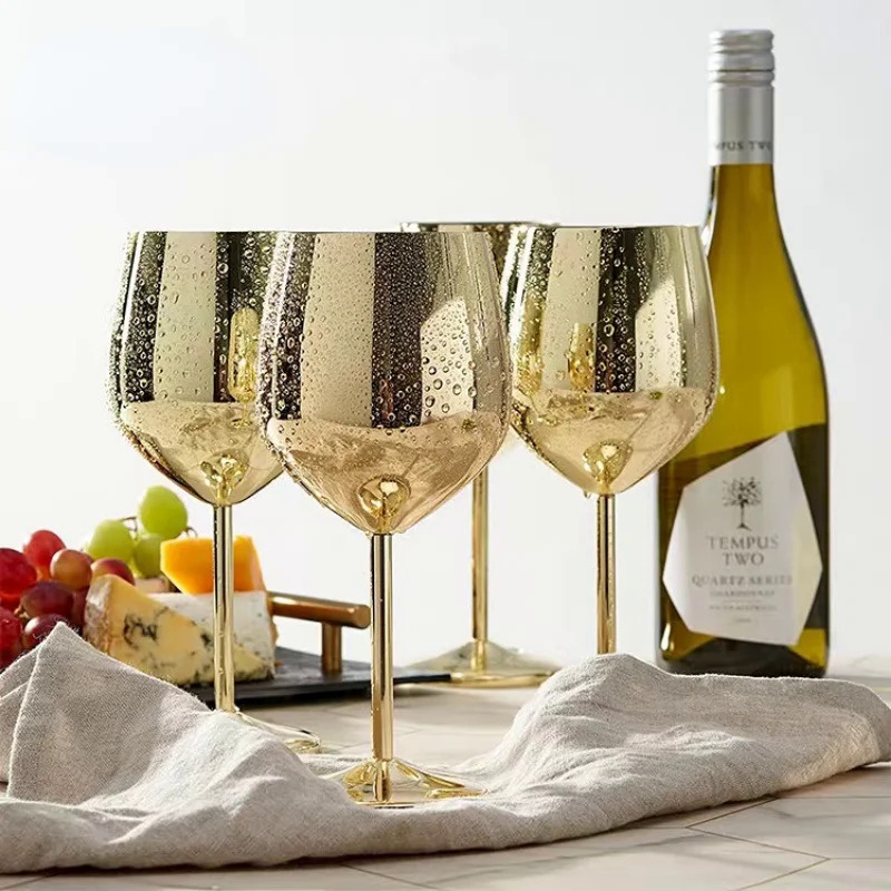 520ml 304 Stainless Steel Goblet Wine Glass Juice Drink Goblet Shatterproof Party Barware Large-Capa