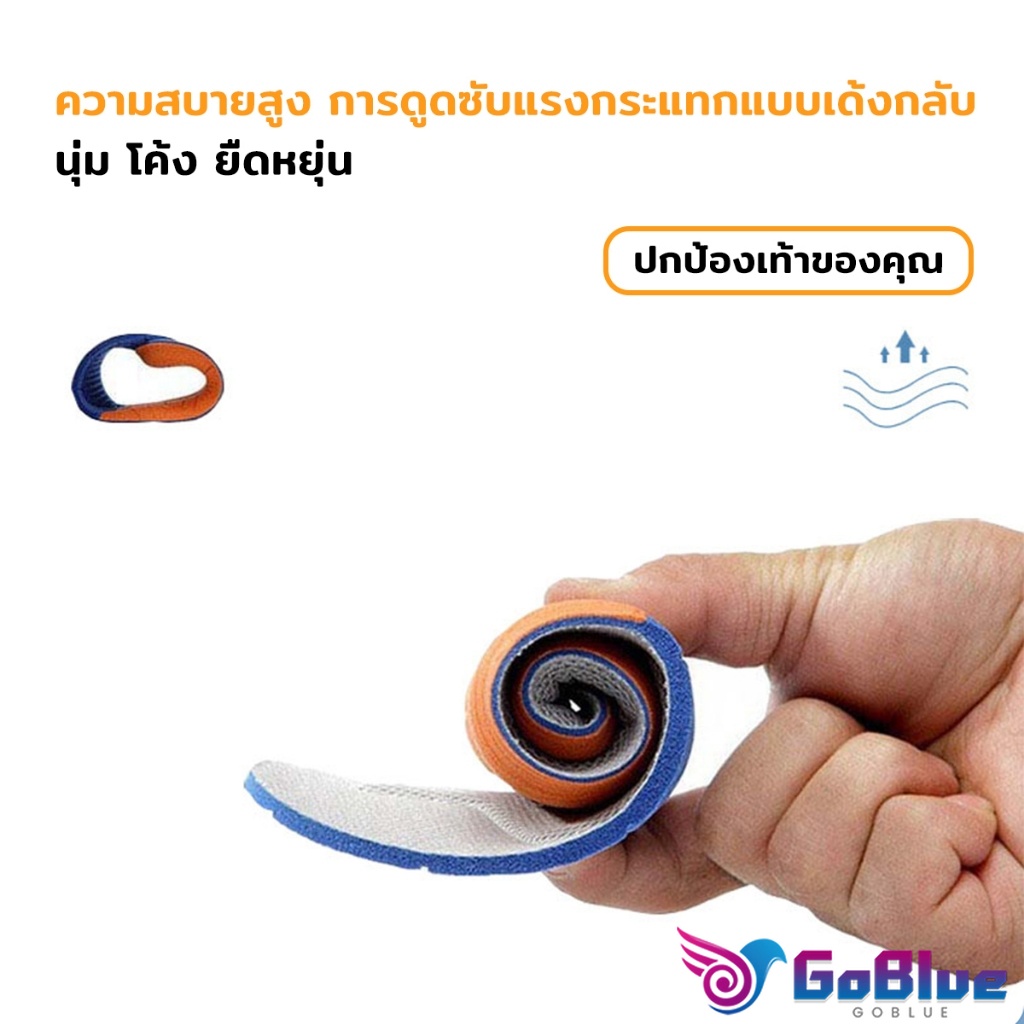 GoBlue แผ่นรองเท้าเพื่อสุขภาพ แผ่นเสริมรองเท้าดูดซับแรงกระแทก ระบายอากาศได้ดี  insoles