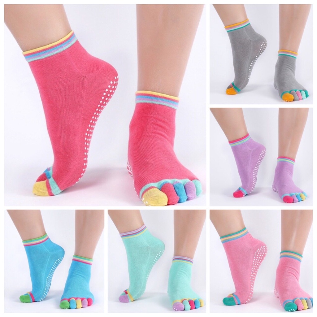 🌸 ถุงเท้าโยคะ สีสัน ColorFull ถุงเท้ากันลื่น 🌸